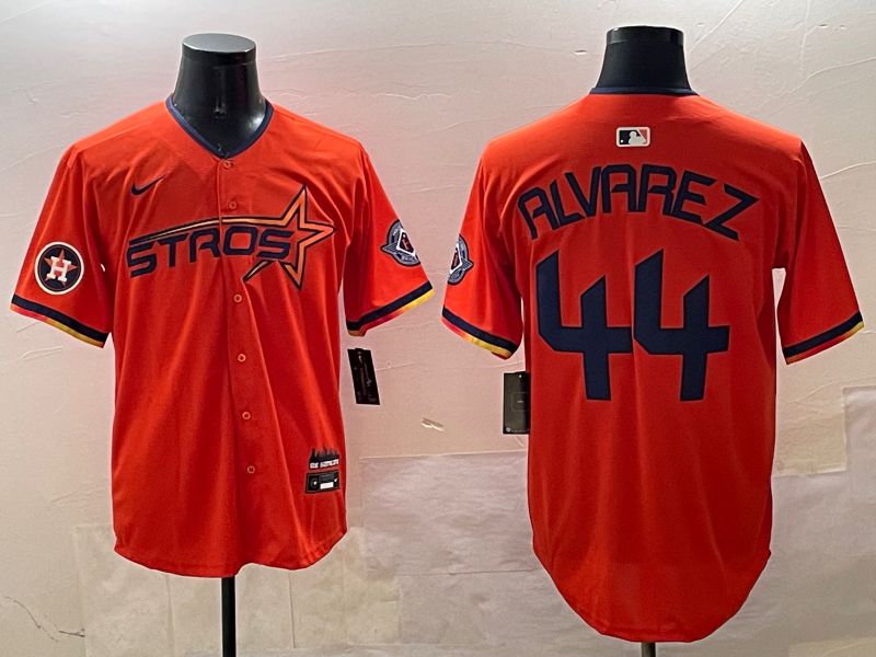 Men Houston Astros #44 Alvarez Orange Three generations Joint Name 2025 Nike MLB Jersey style 3->houston astros->MLB Jersey